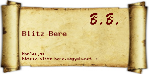 Blitz Bere névjegykártya